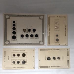 Vintage Buttons Lot of 4 Salesman Cards Metal Plastic 25 Assorted Patterns